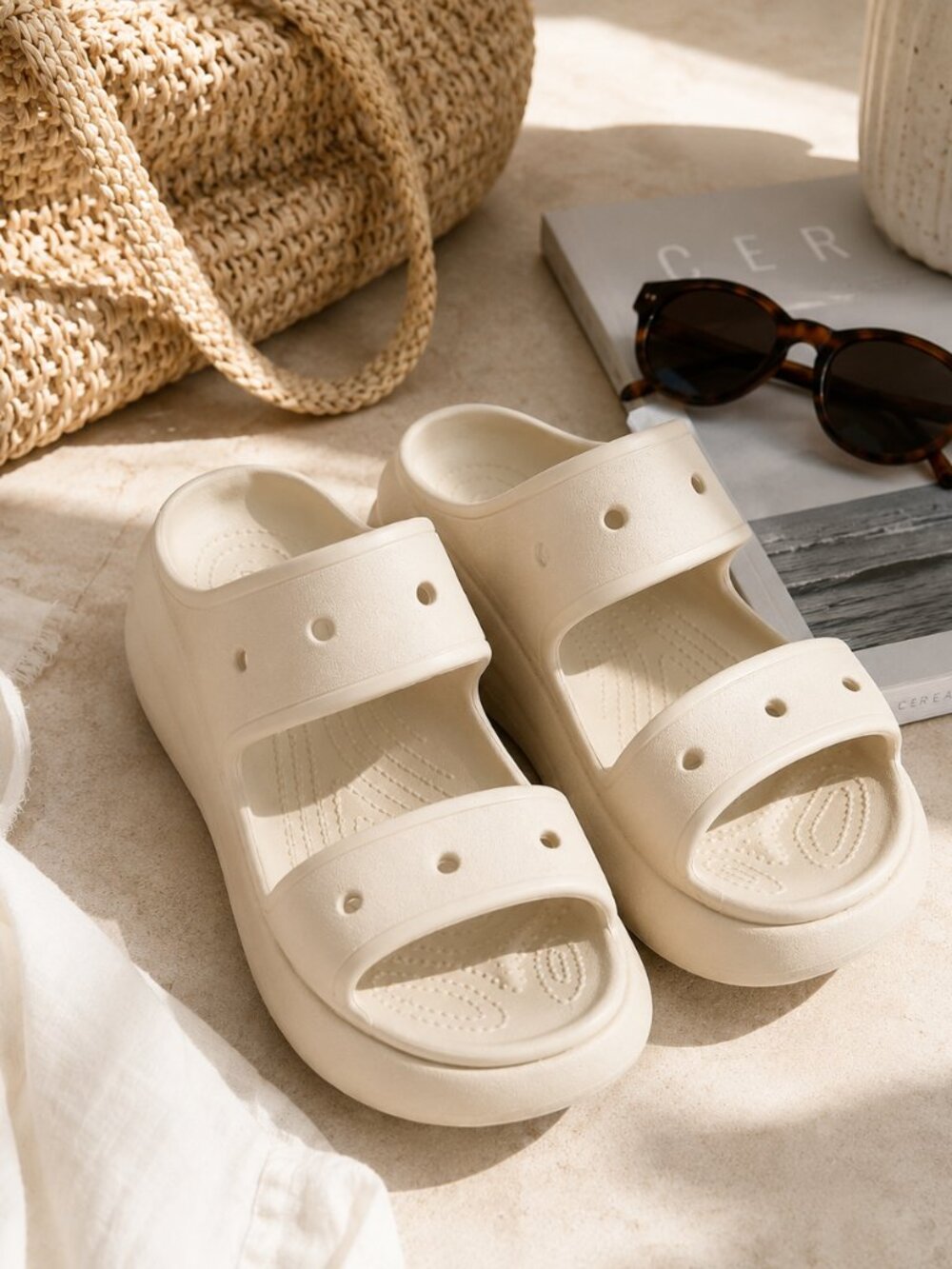 Not Your Basic Crocs 🤍 The Classic Crush Sandal In Ivory (NWT) | W9/M7